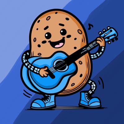 potato playing guitar