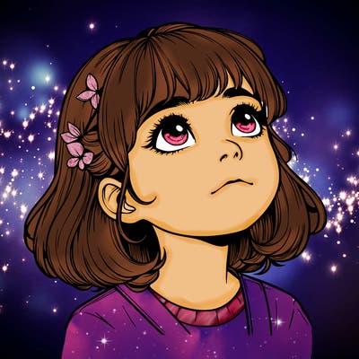 realistic girl looking up