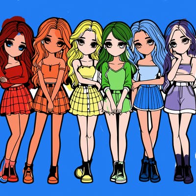 a group of girls realistic