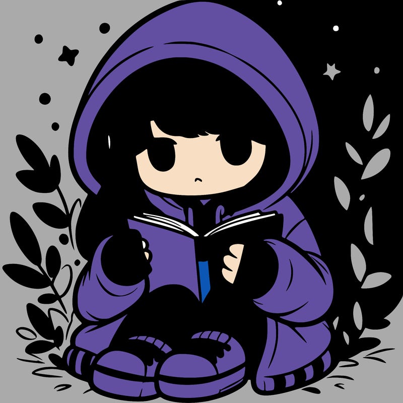 girl in oversized hoodie reading a book