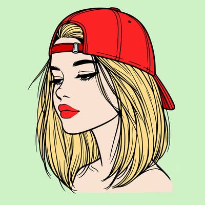 realistic  girl with a backwards hat