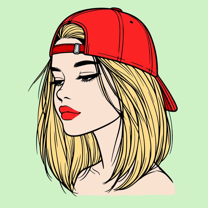 realistic  girl with a backwards hat