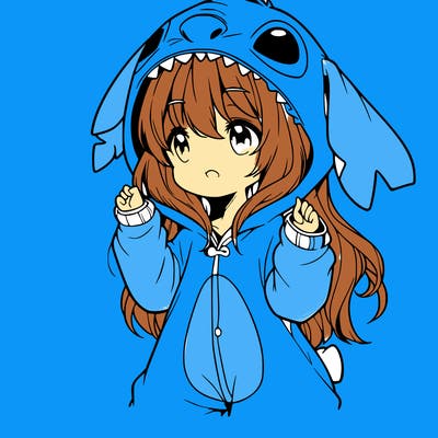 anime girl in a stitch onsie
