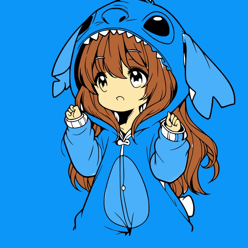 anime girl in a stitch onsie
