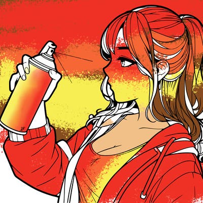 a realistic girl spray, painting