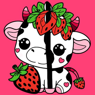 cute strawberry cow