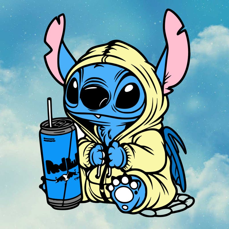 stitch a hoodie and redbull