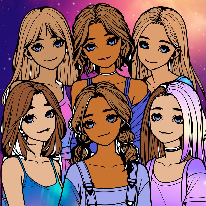 a group of girls realistic
