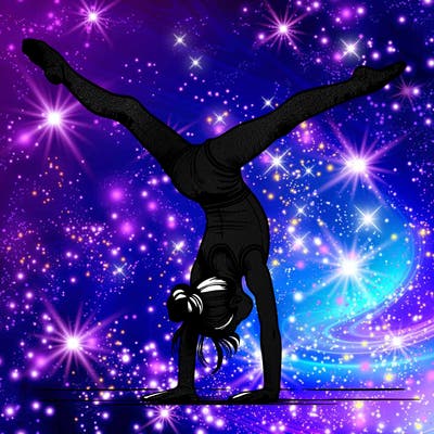 realistic gymnastic hand stand girl in four splits