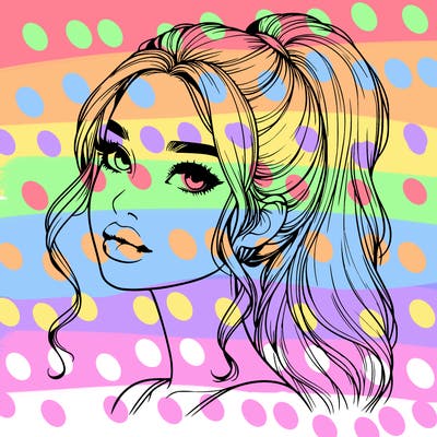 realistic girl with a ponytail on her hair and lips