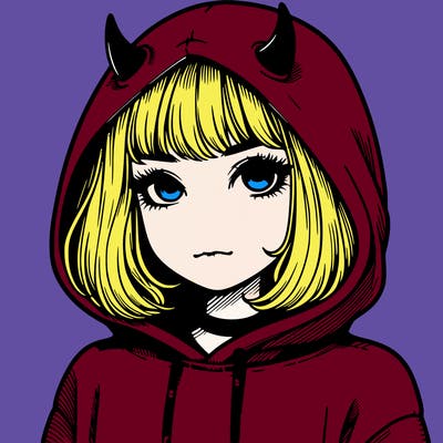 realistic girl with devil hoodie