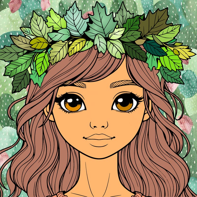 realistic girl with fall leaf crown