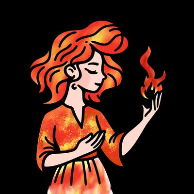 woman with fire