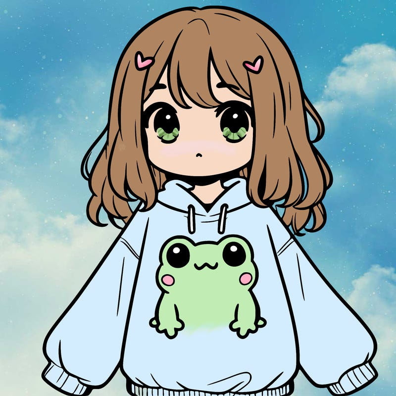 girl wearing frogging sweatshirt