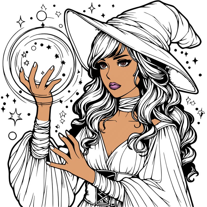realistic women sorcerer using magic