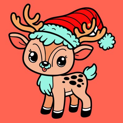 christmas reindeer with santa hat