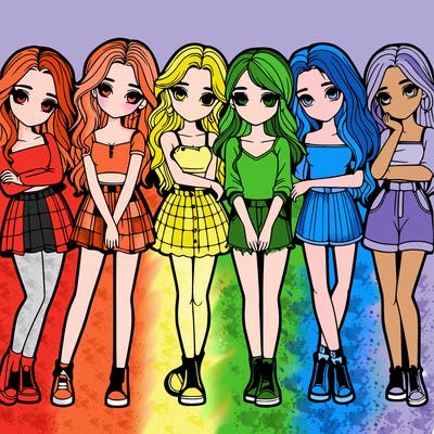 a group of girls realistic