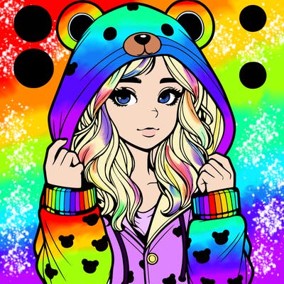 realistic girl in a animal pjs hoodie