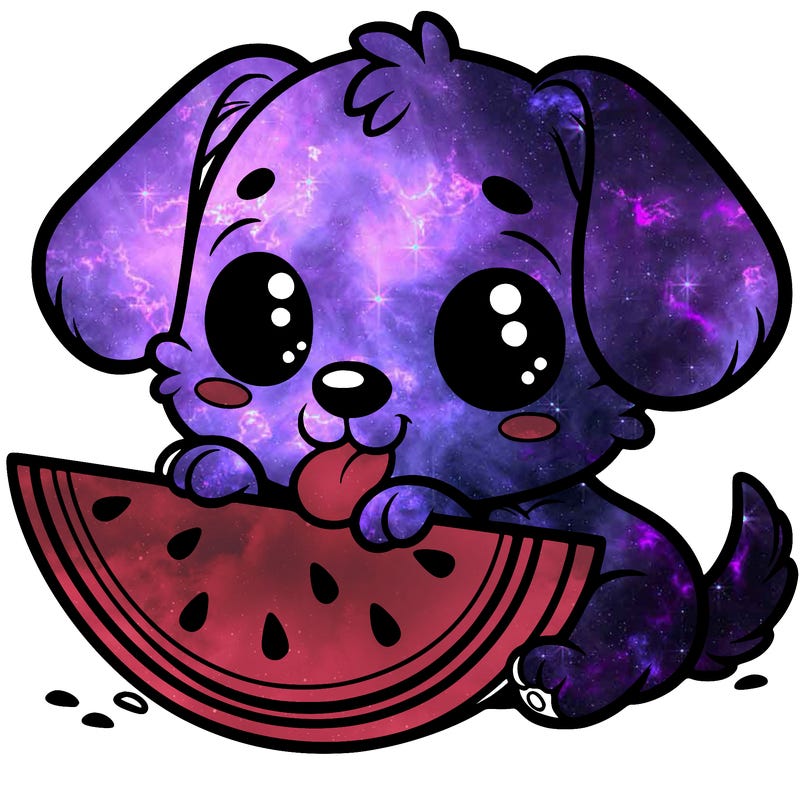 puppy eating watermelon