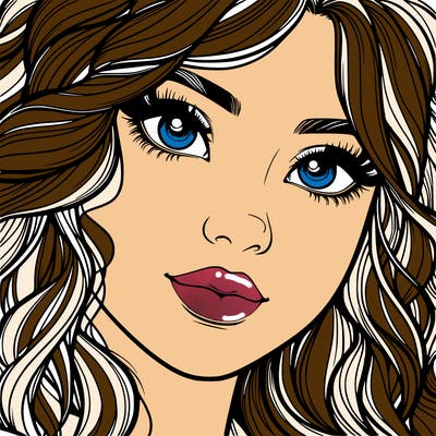 beautiful realistic girl close up to the camera with wavy hair,