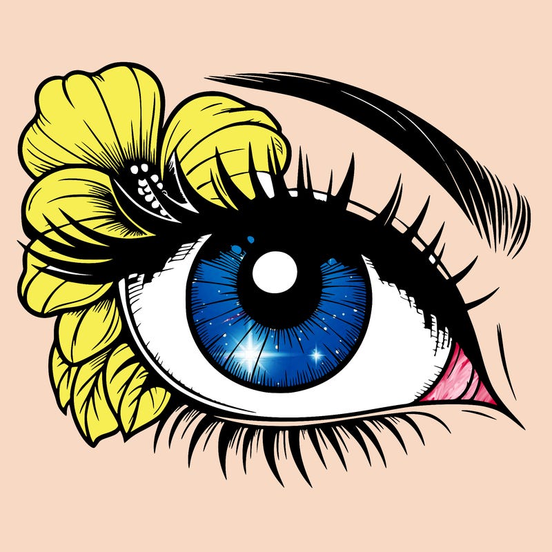 realistic eye with flower