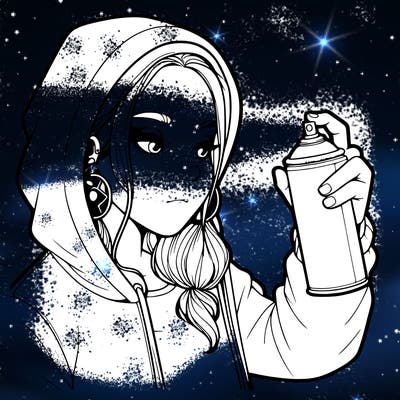 a realistic girl, spray painting