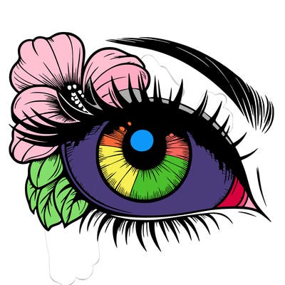 realistic eye with flower