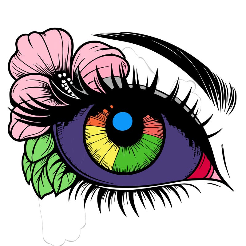 realistic eye with flower