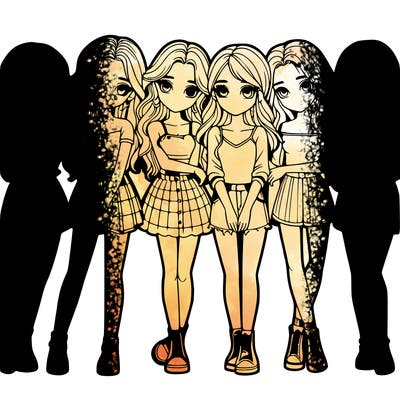 a group of girls realistic