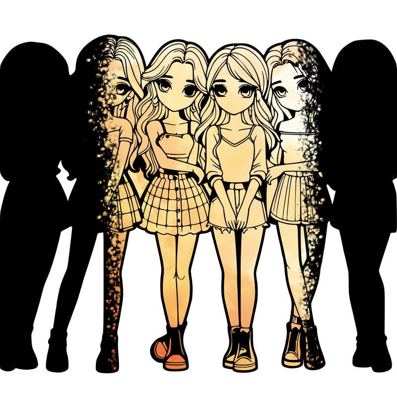 a group of girls realistic