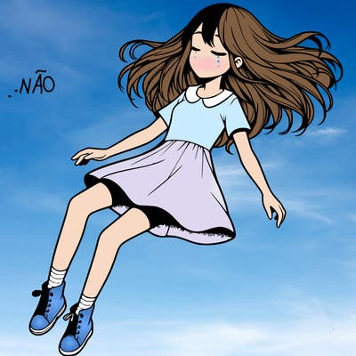 realistic girl floating