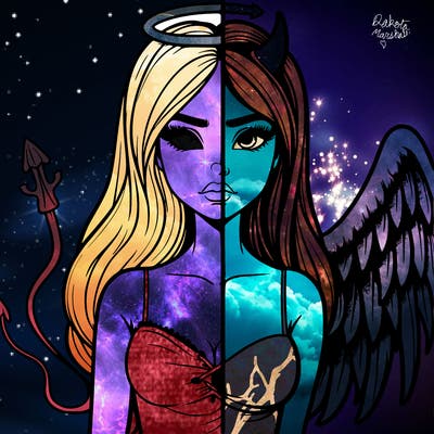 devil vs angel realistic girl