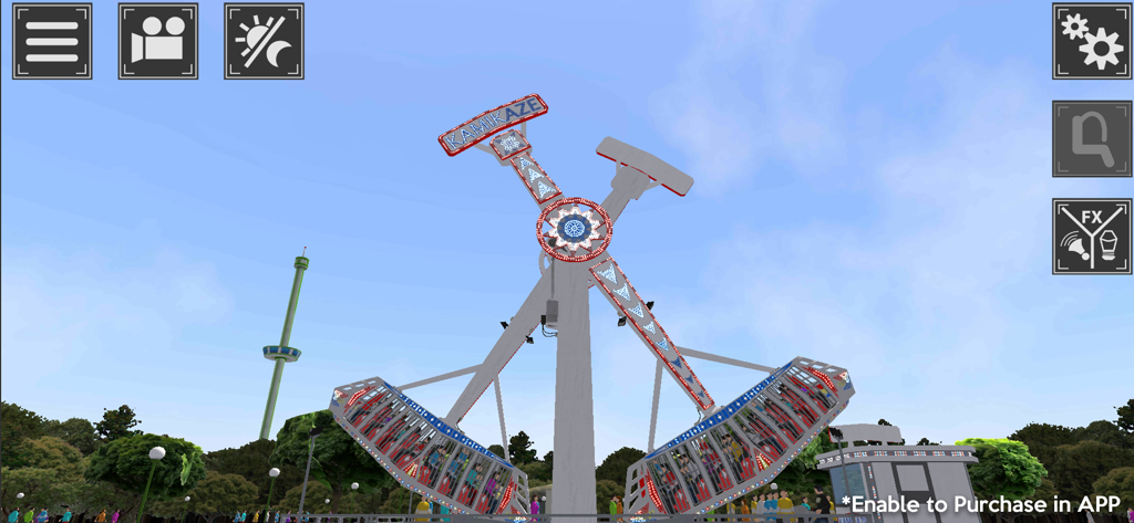 Theme Park Simulator - Gameplay of the Kamikaze thrill ride in the Theme Park Simulator mobile app