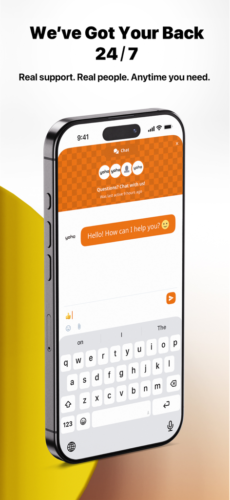 Yoho eSIM: AI Travel Data/Call - Yoho eSIM app 24/7 live chat customer support interface