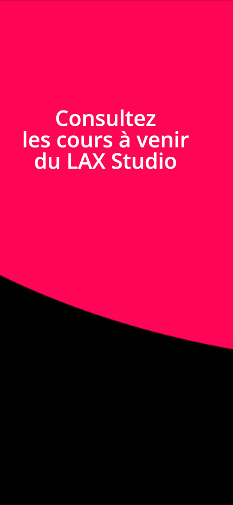 LAX Studio - Introductory screen of the LAX Studio app displaying a prompt to check upcoming dance classes