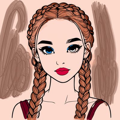 realistic girl with braids