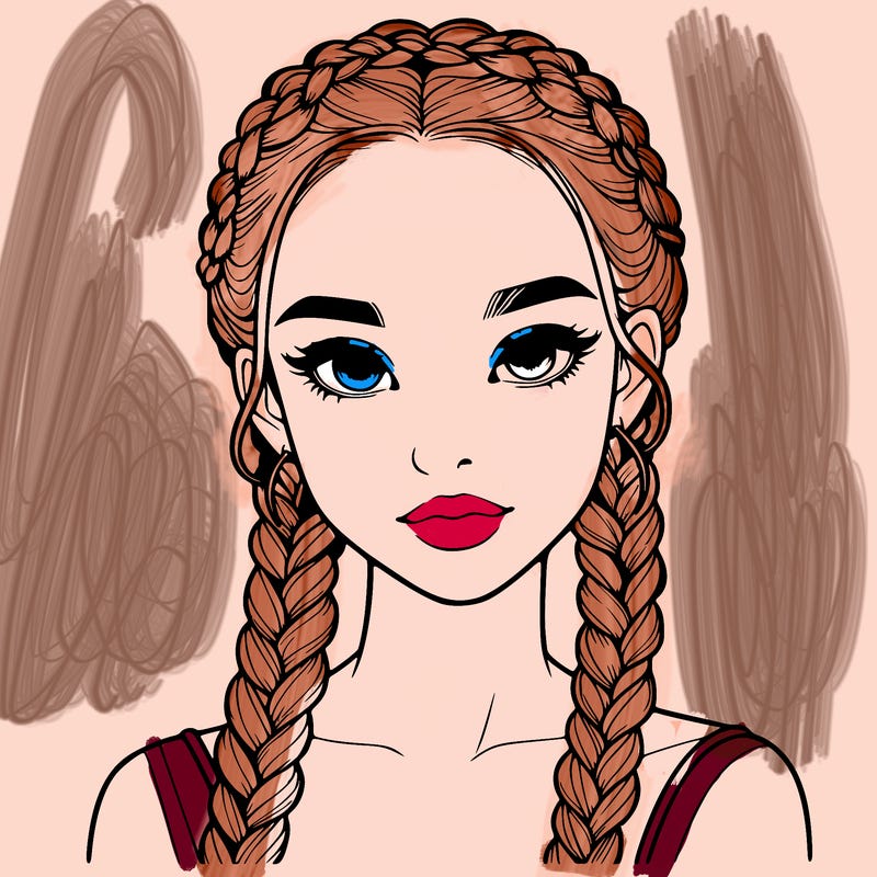 realistic girl with braids