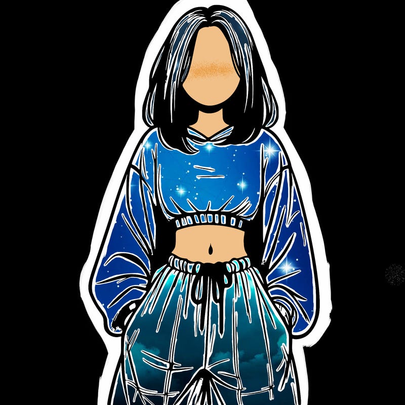 realistic girl faceless with baggy pants and a crop top