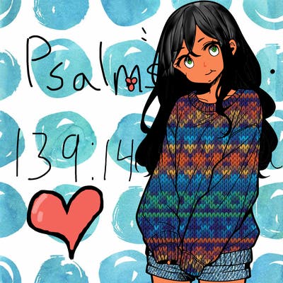 manga teen girl  in a sweater and baggy pants