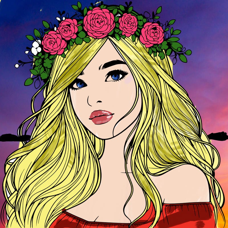 realistic girl with flower crown