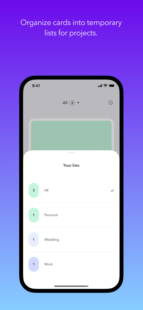 Interface of the Doo app showing how to organize task cards into different lists for projects.