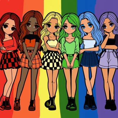 a group of girls realistic