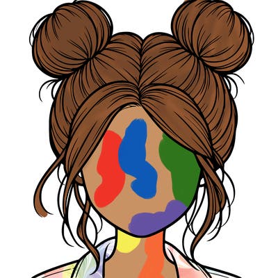 realistic girl with buns on the top of her hair