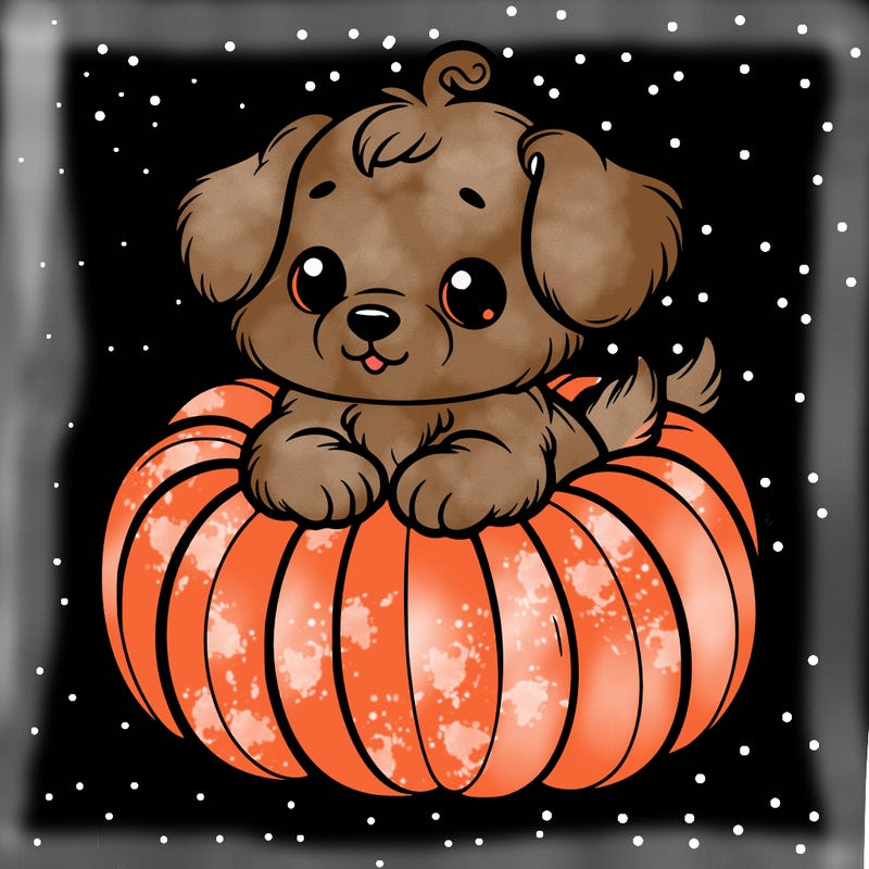 cute little puppy in a pumpkin