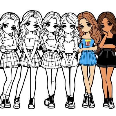 a group of girls realistic