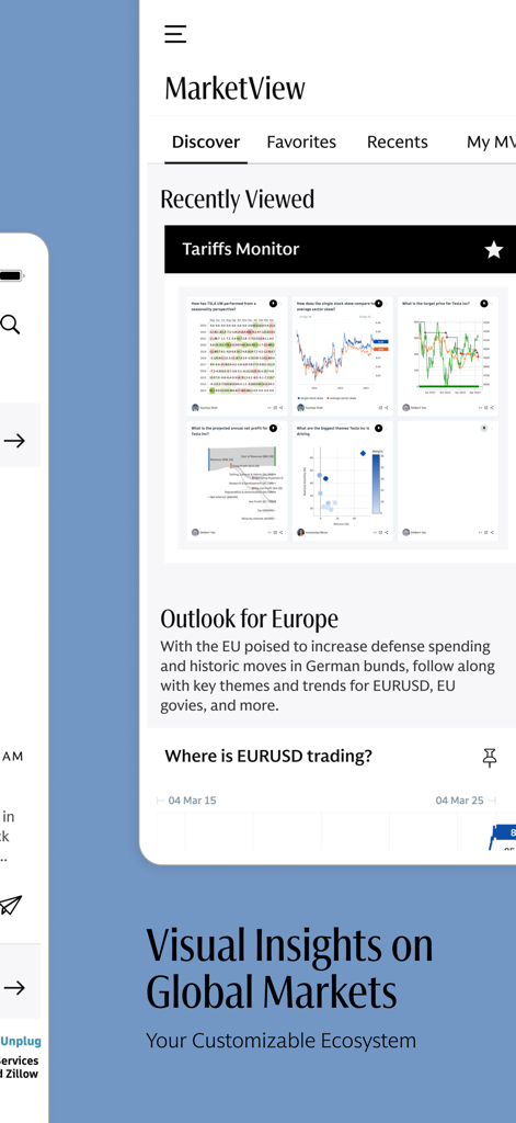 Goldman Sachs Marquee app MarketView screen displaying visual financial data and market outlooks