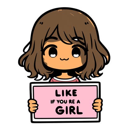 a cute girl holding a sign that says like if you’re a girl