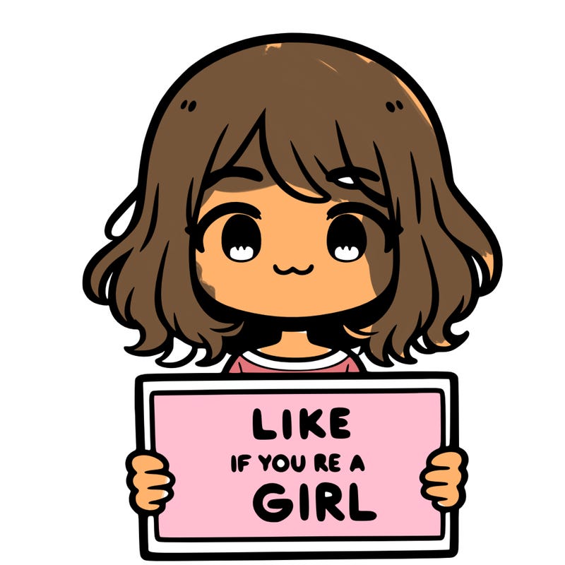 a cute girl holding a sign that says like if you’re a girl