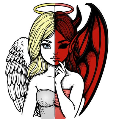 realistic angel half demon