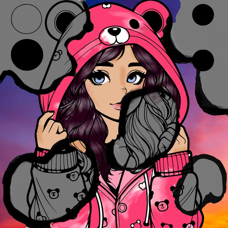 realistic girl in a animal pjs hoodie